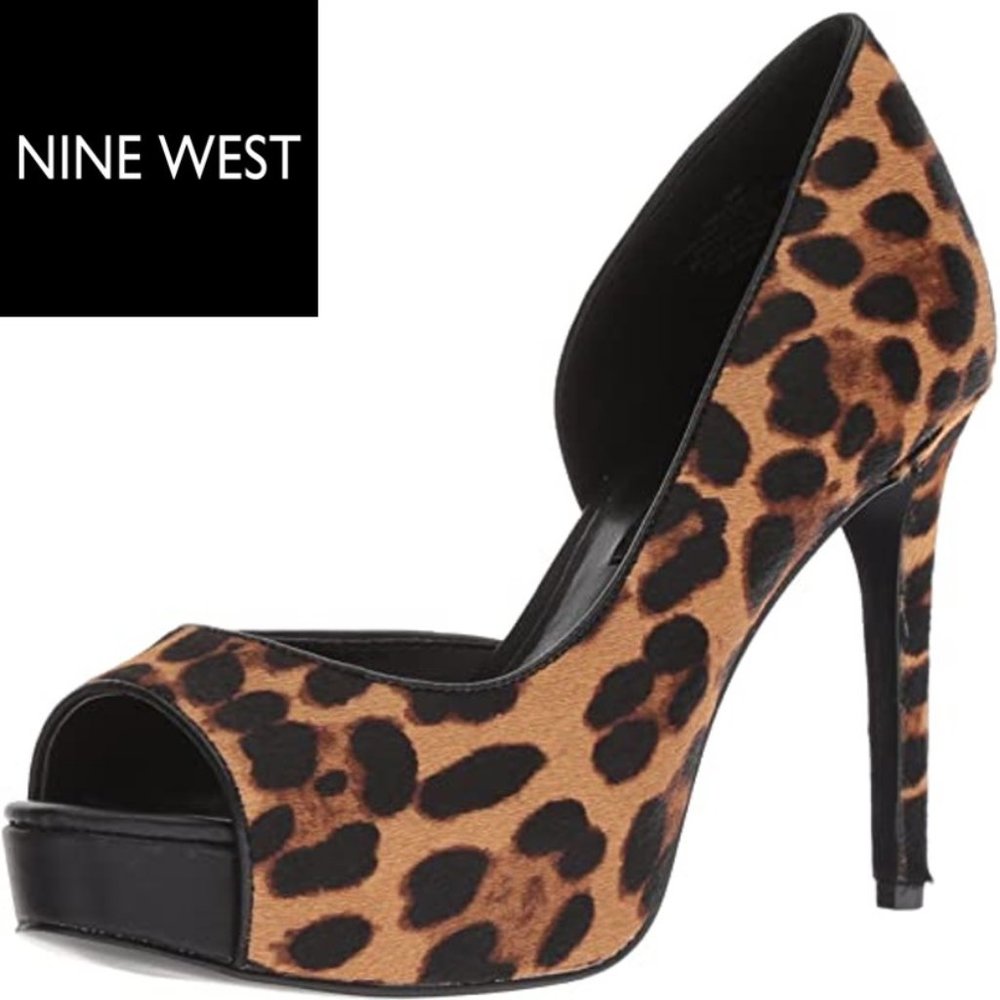 Nine West "Expensive Series" Peep-Toe Pony Pump Leopard Print